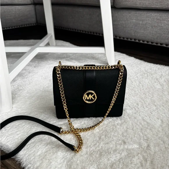 Michael Kors Black Crossbody Bag with Gold Chain - Picture 10 of 11